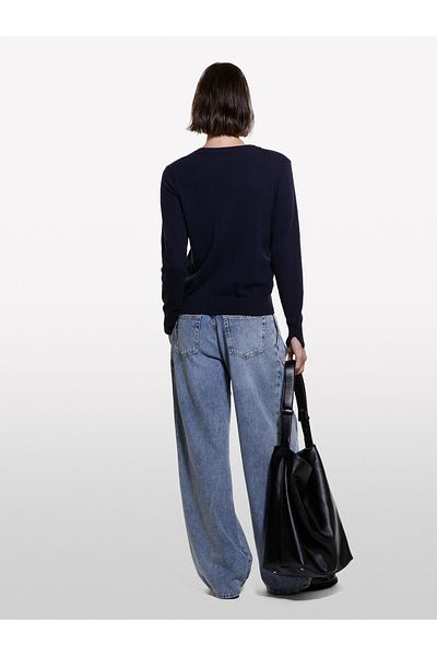 Sisley Γυναικείο πουλόβερ με κανονική εφαρμογή Navy Blue Cashmere