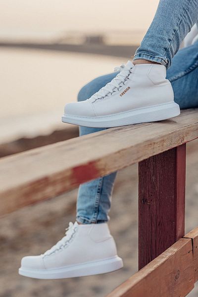 BZ Moda B258 Roma Ανδρικά Αθλητικά Μποτάκια - Ορθοπεδική σόλα, Lace Up, Casual Skin, Λευκό