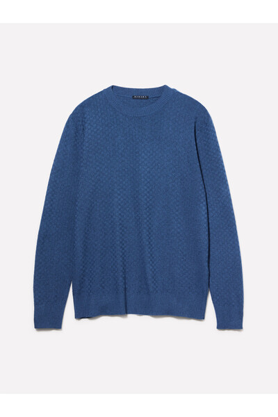 Sisley Μπλε μείγμα μαλλί Petrol - Ανδρικό πουλόβερ με μακριά μανίκια