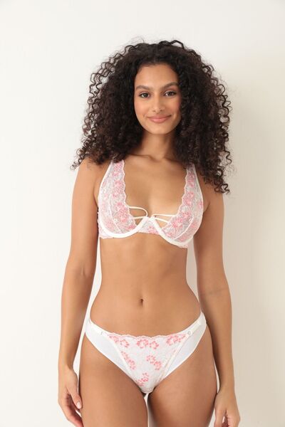 Arel DANTELLİ GÖĞÜS İP DETAYLI SÜTYEN TANGA TAKIMI