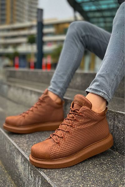 BZ Moda B111 Milano - Ανδρικά Ορθοπεδικά Αθλητικά Μποτάκια, Καθημερινό Δέρμα, Μαύρισμα με κορδόνια