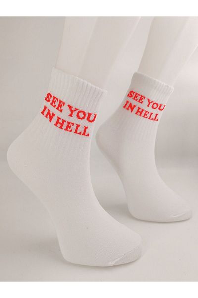 Shuttle Park White Unisex Comics Fashion 'See You In Hell' College Socks