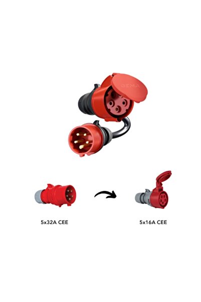 Ev Charge Store Elektrikli Araç Şarj Cihazı Trifaze 5x32A - Trifaze 5x16A Dönüştürücü Priz