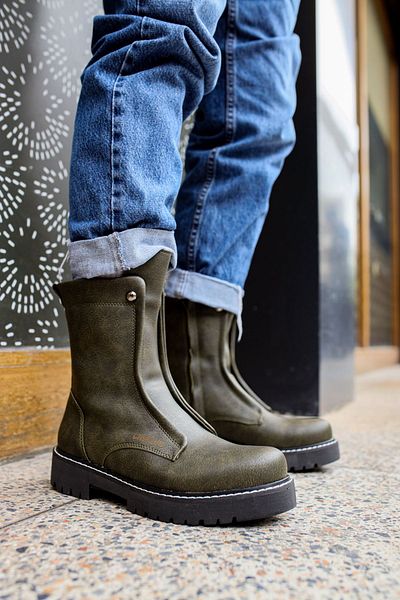 BZ Moda B027 Κεμπέκ - Ανδρικές μπότες casual με ορθοπεδική σόλα με φερμουάρ CST Khaki