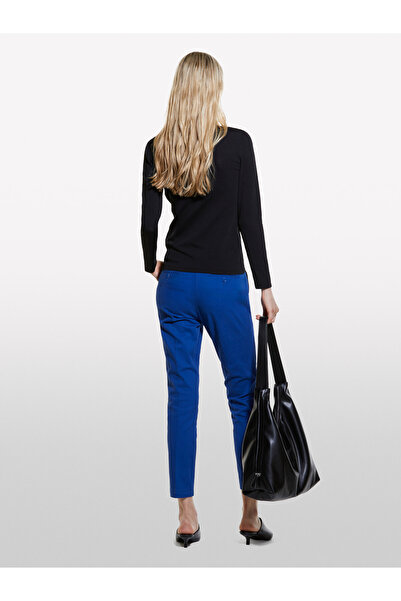 Sisley Kadın Saks Mavisi Slim Fit Gabardin Pantolon