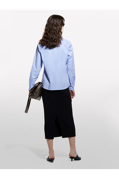 Sisley Women's Light Blue Elastane Blended Regular Fit Poplin Shirt