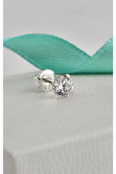 jelux silver Gümüş 925 Ayar 5 Mm Premium Star Kesim Zirkon Taşlı Çivili Tekli...