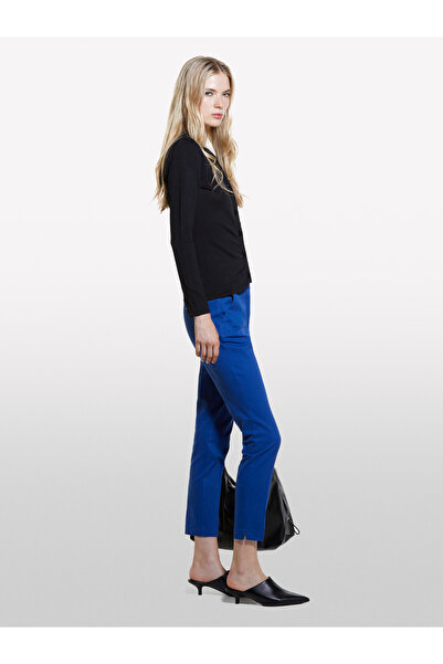 Sisley Kadın Saks Mavisi Slim Fit Gabardin Pantolon