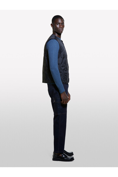 Sisley Μπλε μείγμα μαλλί Petrol - Ανδρικό πουλόβερ με μακριά μανίκια