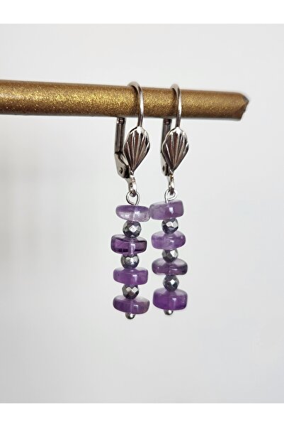 Home Doğaltaş Ametist ve Hematit Taşı Küpe