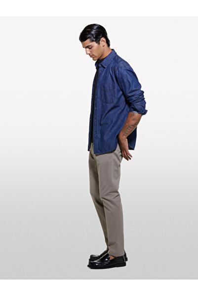 Sisley Ανδρικό vintage παντελόνι chino με λεπτή εφαρμογή από τρίχες καμηλού