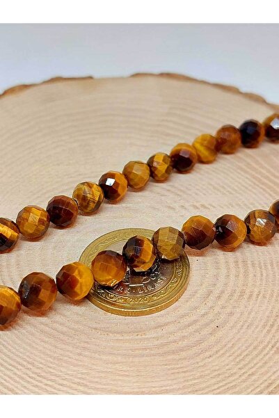 Yasamtohumu Чверть нитка (довжина 9 см!) Камінь «око тигра» Фасетковий виріз ...