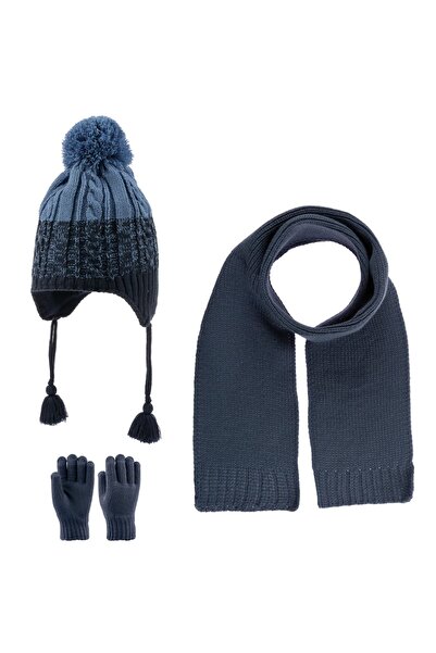 Kitti طقم وشاح وقبعات وقفازات للأولاد بعمر 4-8 سنوات، طقم مكون من 3 قطع