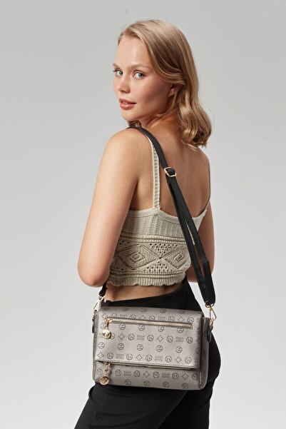Morpelikan Monogram Patterned Women's Portfolio - 4 Compartment Crossbody Shoulder Bag