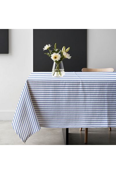 KAMİZ Linen Tablecloth - Navy Blue Striped