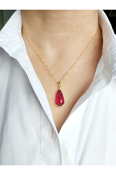 DEVİ fashion Natural Stone Necklace - Red Color Transitional