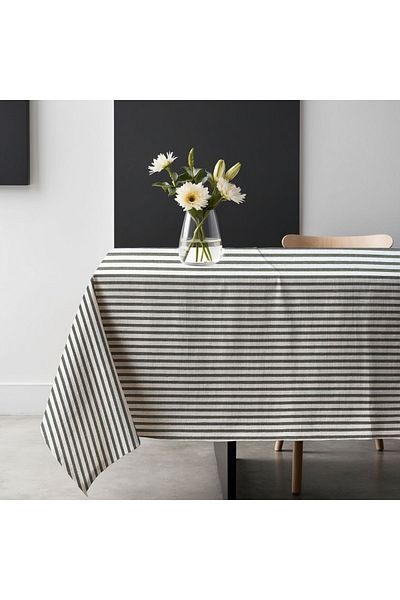 KAMİZ Linen Tablecloth - Black Striped Design