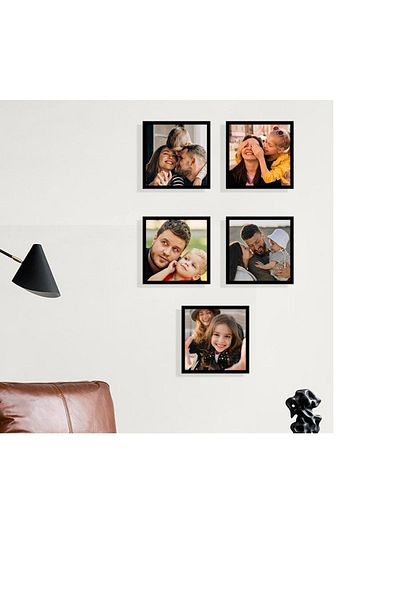 Senden Hediye 14X14Cm Black and White 5 Pack Adhesive Pola Frames