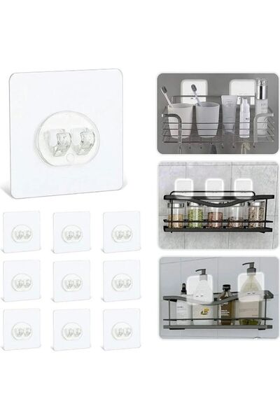 vipgross 20li Güçlü Kendinden Yapışkanlı Kancalar Köşe Rafı Banyo Rafı Duş Ra...