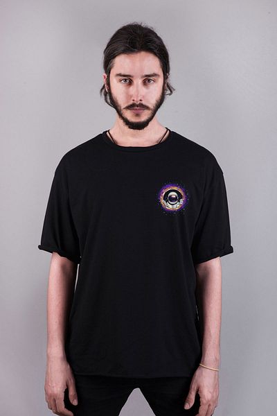 Darkia Nasa Astronaut Printed Oversize Fit Double Sided Black T-Shirt T-Shirt