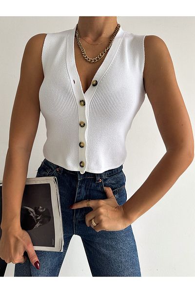 fiolin Women's Buttoned Knitwear Vest