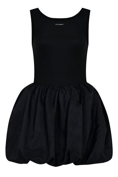 FLAST Black Premium Flast Poplin Balloon Dress - Thick Straps and Deep Back Low-cut Jen on the Chest