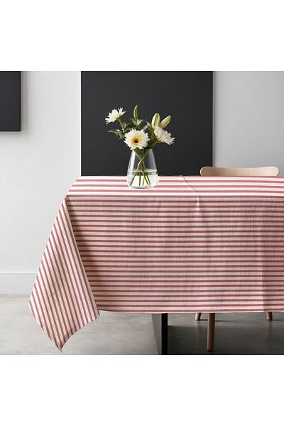 KAMİZ Linen Tablecloth - Red Striped