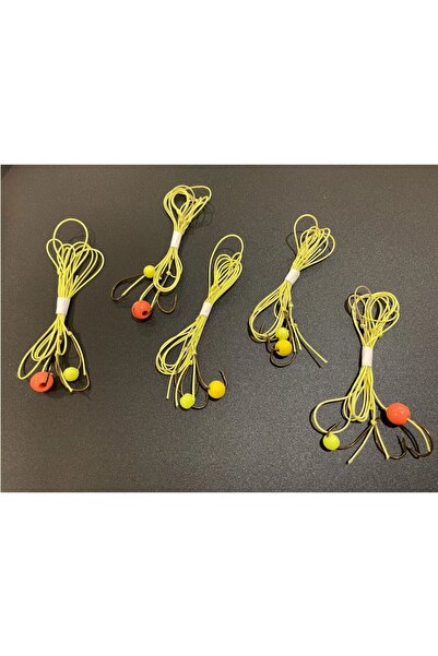 ALDOS Boncuklu Hazır Sazan Takımı (5 AD) , Sarı İp özel yapım 3 iğneli İdamlık