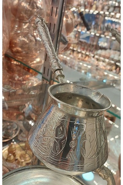 Bakır Center Copper Coffee Pot 5-Cup Carved Handcrafted Family Size Stylish Design Coffee Pot Turkish Coffee Pot