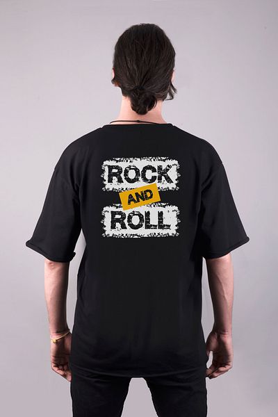 Darkia Black Oversize Rock N Roll Printed Double Sided T-Shirt