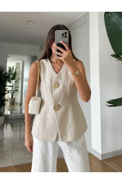My Blog Big Natural Gold Buttoned Vest