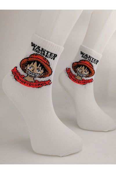 Shuttle Park Unisex Wanted Comics Fashion White College Κάλτσες - Γραπτές