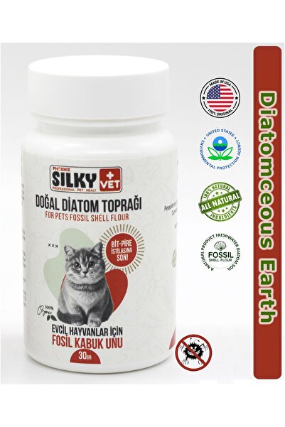 Silky - Kediler için Doğal Diatom Toprağı / Bit-Pire-vb. Parazit engelleyici (30gr)