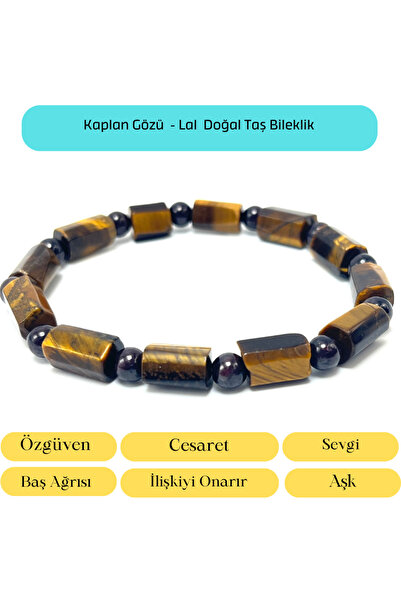 YILDIZ DOĞAL TAŞ Sertifikalı Kaplan Gözü ve Granat Lal Doğal Taş Bileklik