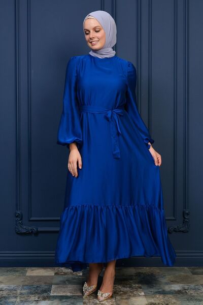 poplinmoda Etek Ucu Fırfırlı Janjan Abiye 2208 Saks