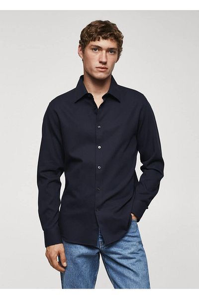 MANGO Man Slim Fit košile ze strukturované bavlny