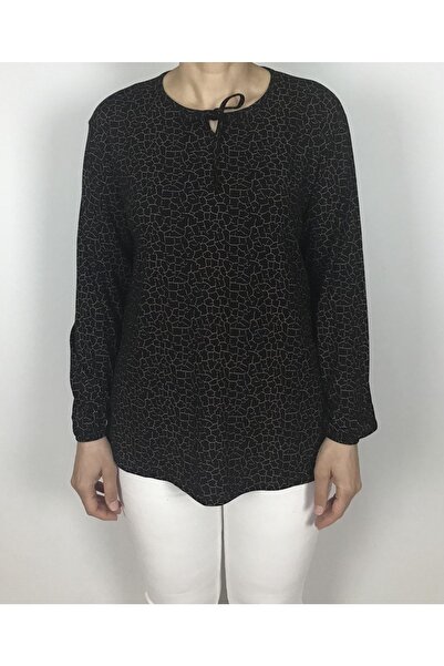 ECE GİYİM String Collar and Rubber Sleeve Combed Cotton Blouse - Lycra and Patterned