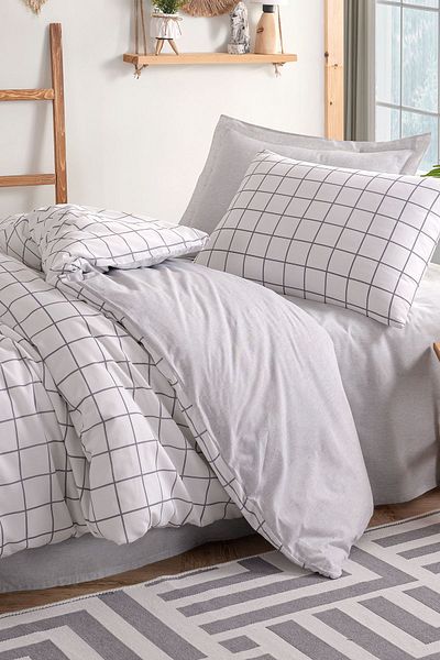 Eponj Home Γκρι Σετ Παπλωματοθήκης Μονό Easy-Iron