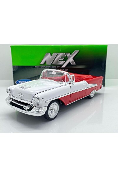 WELLY 1.24 ÖLÇEK WELLY MARKA LİSANSLI 1955 OLDSMOBİLE SÜPER 88 KIRMIZI BEYAZLI ÇİFT RENK METAL ARABA