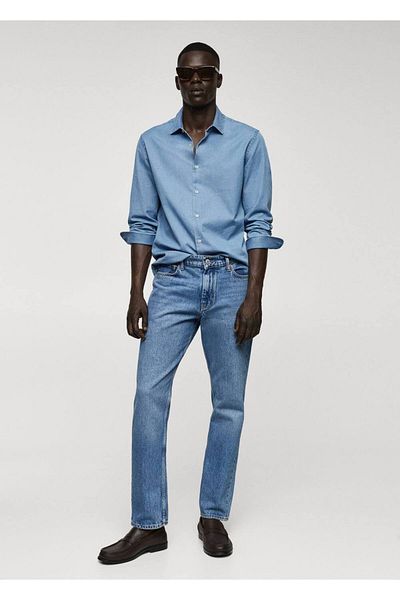 MANGO Man Cămașă din bumbac Chambray cu ajustare normală