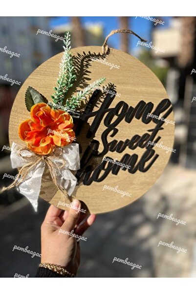 Pembe Ağaç Tasarım Atölyesi Home Sweet Home Süsleme Konsept Tasarım Isme Özel Kapı Süsü - Dış Kapısüsü - Çelik Kapı Süsü