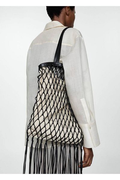 MANGO Woman Leather Shopper Bag - Stylish and Practical