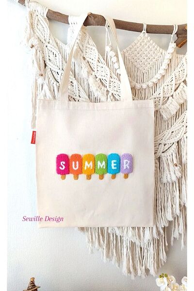 Sewille Design Hand Made Punch İşlemeli Bez Omuz Çantası Summer