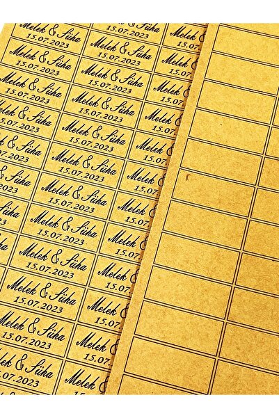 Nikah Şekeri Market Kraft Kağıt Isim Etiketi 100 Adet Söz - Kına - Nişan - Nikah - Sünnet - Bebek Etiketi 3,3 X 1,4 Cm