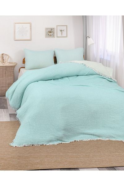 Natural Muslin Bedspread Battal Size 230X250 cm