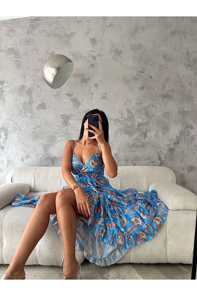 badibadii Rochie de damă din satin cu imprimeu - lungă și bretele
