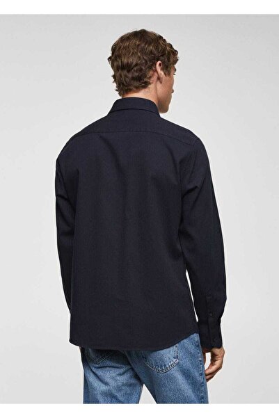MANGO Man Slim fit yapılı pamuklu gömlek