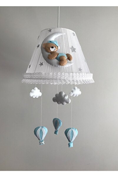 Keçeli parti hayalleri Bebek Çocuk Odası Avize Ay Ayıcık Kahve Mavi Balonlu