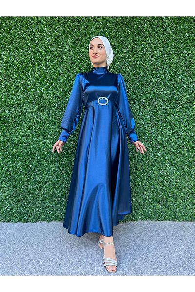 modadeywearst Γυναικείο φόρεμα σατέν με ζώνη