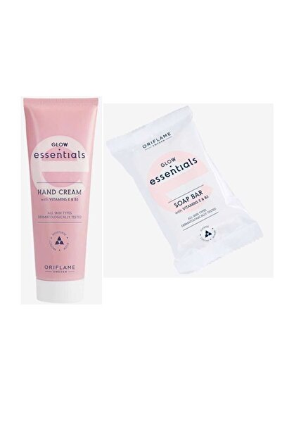 Oriflame كريم لليدين من جلو إيسنشيالز يحتوي على فيتامين E وB3 وصابون يحتوي عل...